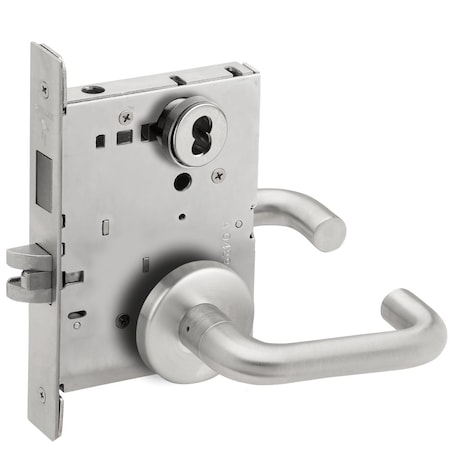 Schlage Dormitory Mortise Lock with Deadbolt, 03B Design, SFIC Prep, Less Core, Satin Chrome L9473B 03B 626